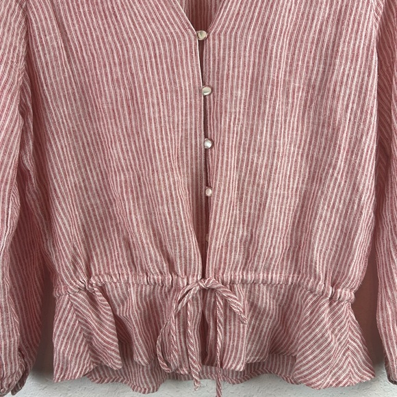 Perfect Rails marti red striped linen blend blouse small - Picture 4 of 8